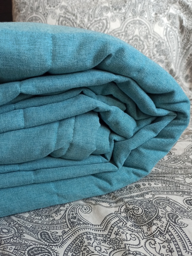 Покрывало на кровать двуспальное стеганое 160х220 см. Коллекция "Меланж". Цвет бирюзовый (бирюзовый меланж) фото 9