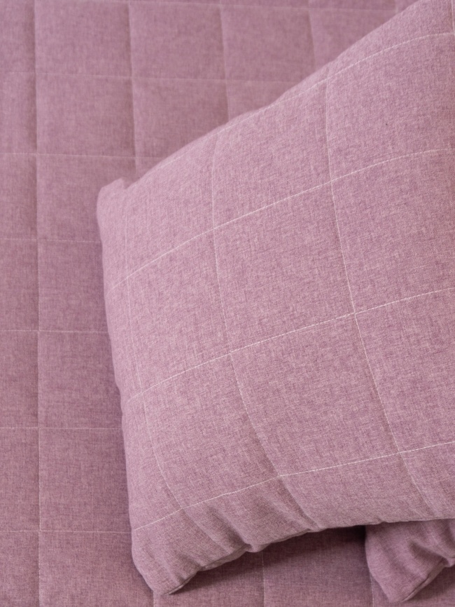Комплект покрывало стеганое полуторное (160х220 см) + 2 наволочки 45х45 см. Коллекция "Меланж". Цвет сиреневый (сиренево-розовый меланж) фото 9