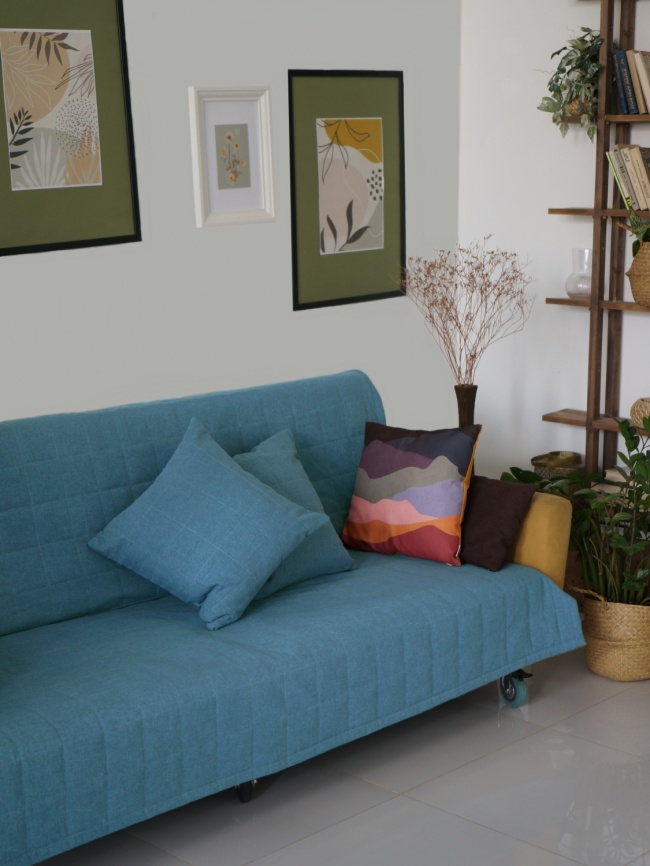 Покрывало на кровать двуспальное стеганое 160х220 см. Коллекция "Меланж". Цвет бирюзовый (бирюзовый меланж) фото 7